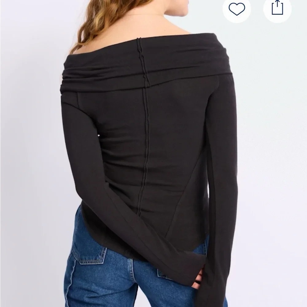 We The‎ Free Women's Iris Layering Off the Shoulder Long Sleeve Top Black XS NWT - Picture 2 of 11